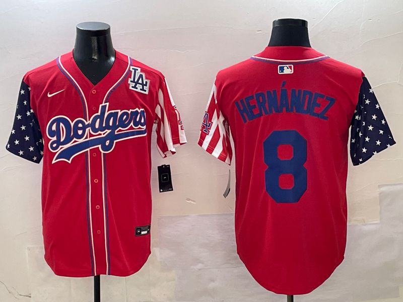 Men Los Angeles Dodgers 8 Hernandez Red a generation of national flags Joint name 2025 Nike MLB Jersey style 10